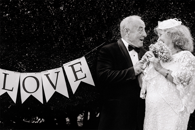 Image of an elderly couple dancing.