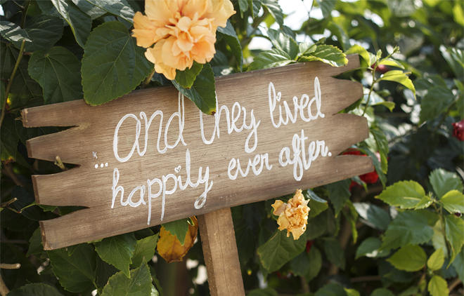 Image of a 'and they lived happily ever after' sign