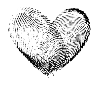 Image of a heart shaped finger print.